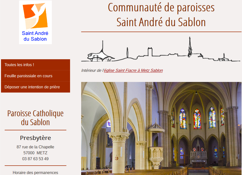 site internet paroisse St André du Sablon