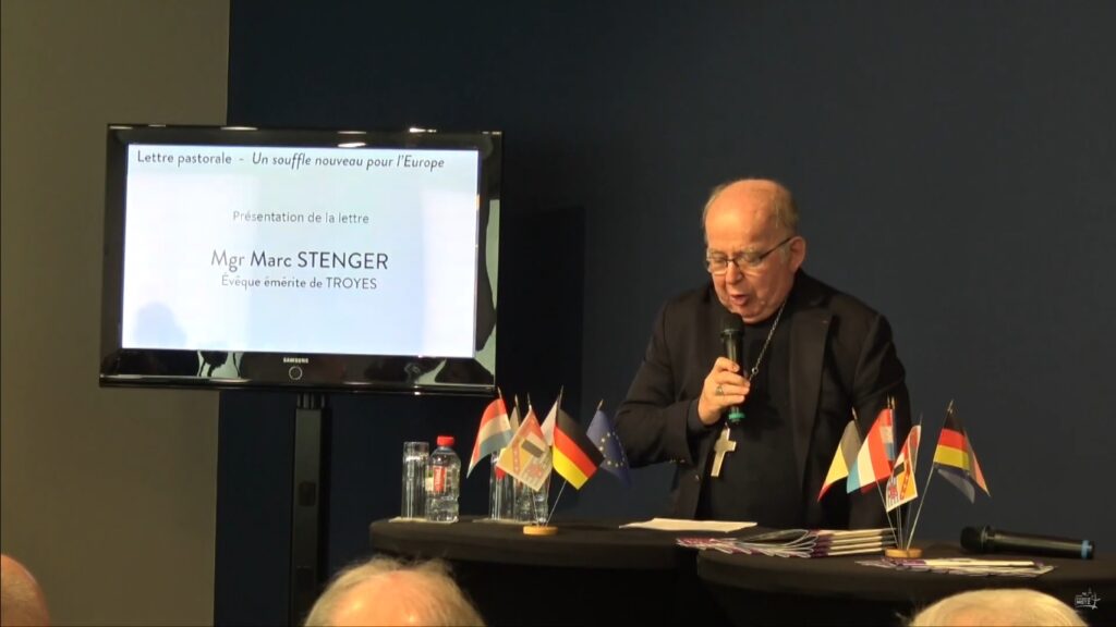 Mgr Marc Stenger, évêque émérite de Troyes, a fait une présentation de la lettre pastorale à la presse à la Maison Robert Schuman, le 8 avril 2024.